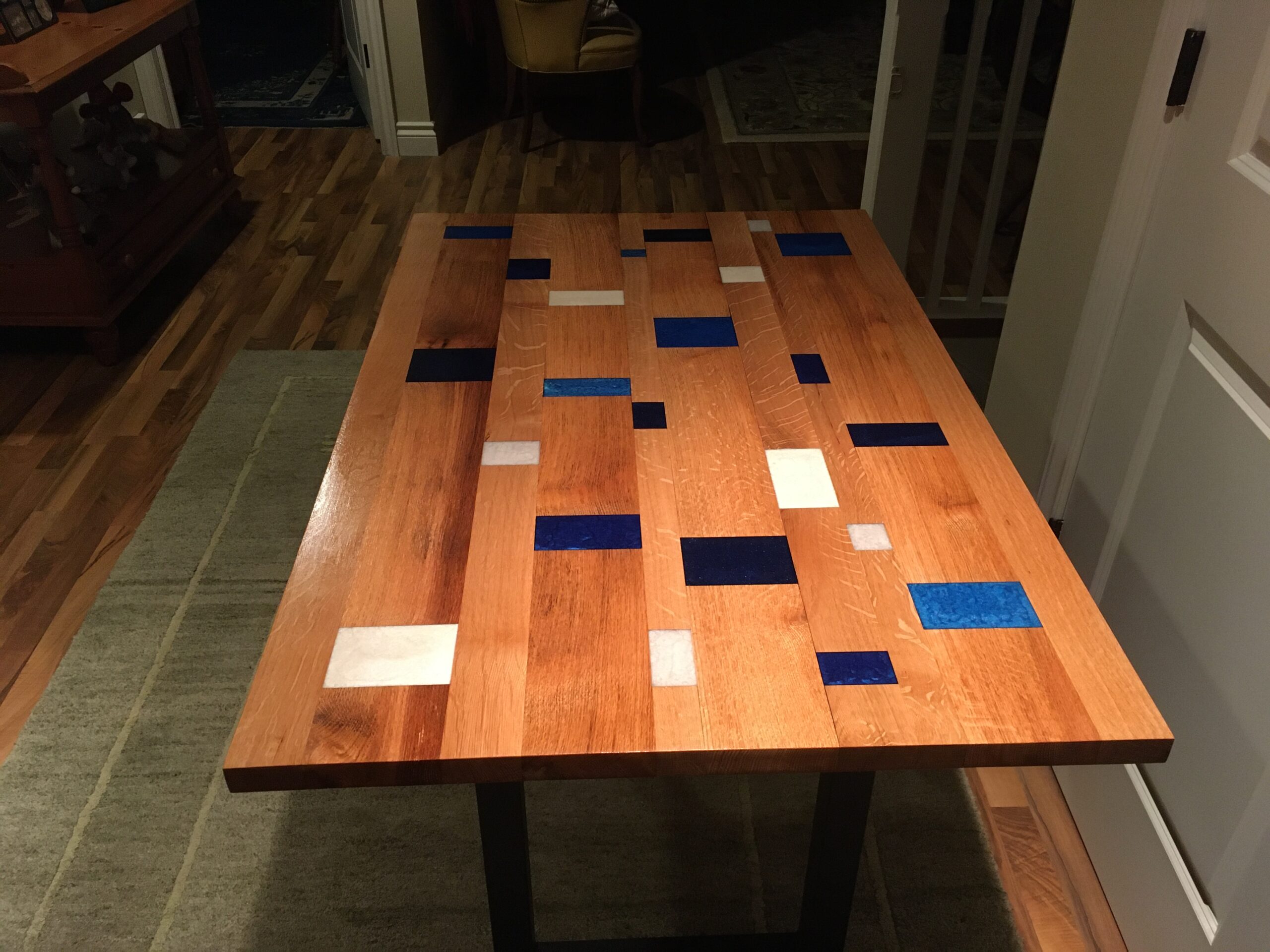Oak Table with epoxy inserts